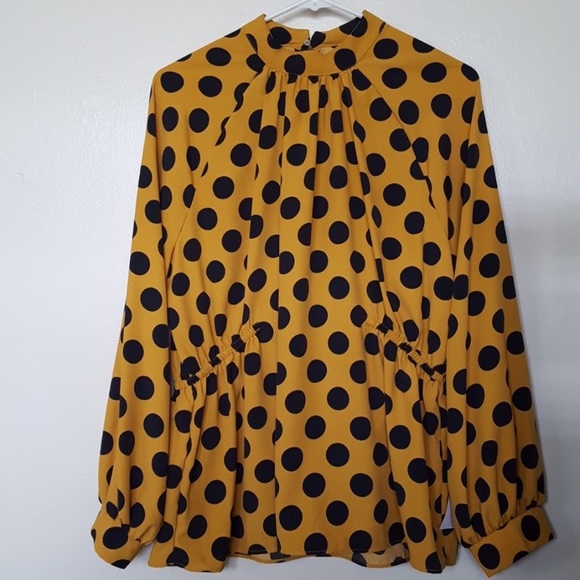 Zara Polka Dot Balloon Sleeve Blouse - Picture 3 of 5